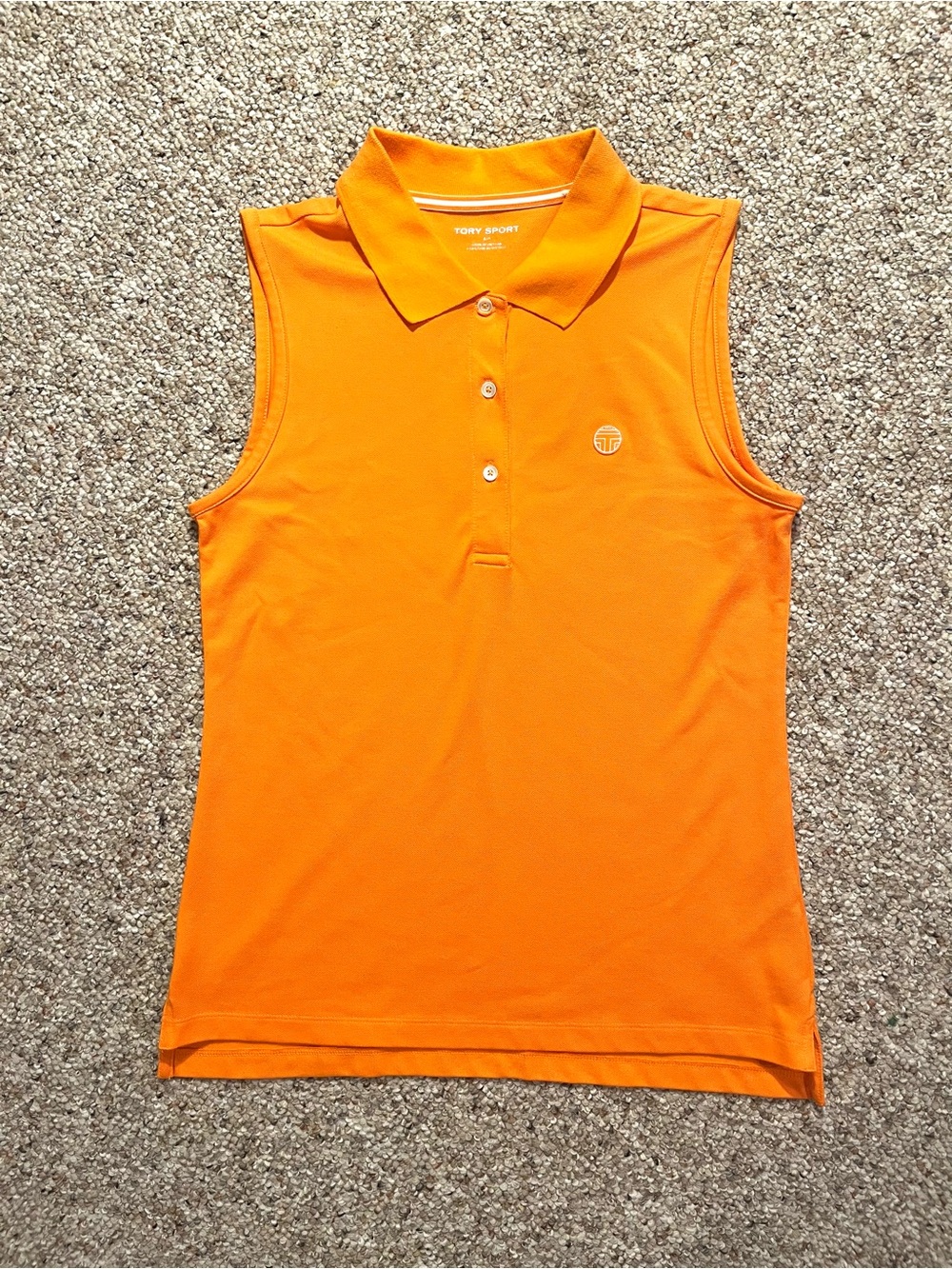 Tory Sport Sleeveless Polo in Bright Orange